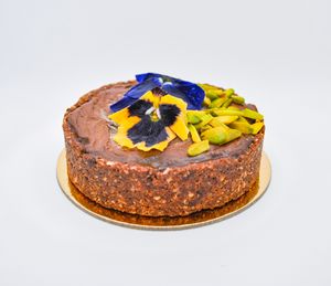 Vegan and gluten free chocolate avocado tart (sugar free) at Ninna Homemade Bakery in Dubai