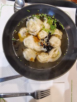Dumpling soup at Happy Veggie - 天街素食 in Budapest