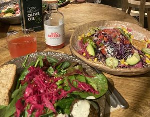 Latin Lover Salad and a Falafel saladd  at Honest Greens - Las Ramblas in Barcelona