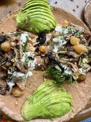 Mushshroom toast with added avocado   at Honest Greens - Las Ramblas in Barcelona