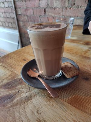 Soya mocha (and free biscuit!) at Orso in Leicester