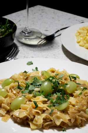 Krautfleckerl: 
White Cabbage | White Wine | Grapes | Salad at Hertz & Seele in Vienna