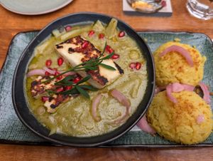 Vegetarische curry met haloumi at Brasserie Quinty's in De Koog