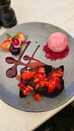 Fudge cake at Mission Estate Restaurant in Napier