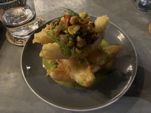 Coconut “ceviche”   at Smoke & Bitters in Dikwella