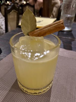 “S & B No. 23”. Tequila, calamansi, falernum, passion liqueur, Ceylon bitters, Kaffir bitters, and Mezcal spray. Superb   at Smoke & Bitters in Dikwella