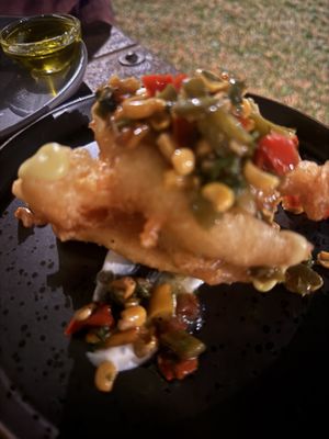 Vegan calamari   at Smoke & Bitters in Dikwella