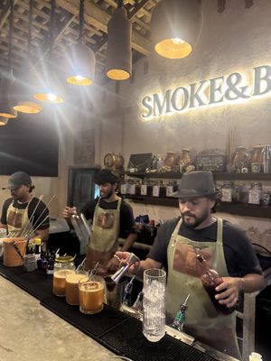 Great bar team   at Smoke & Bitters in Dikwella