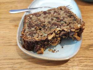 Banana bread - lots of chocolate chunks and walnuts at Mamacoffee - Jiřího z Poděbrad  in Prague