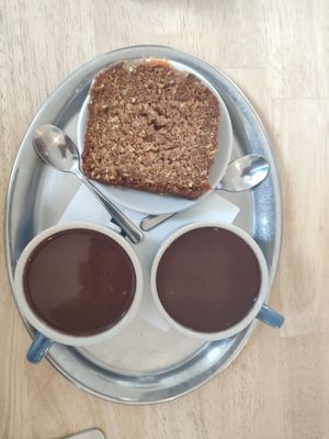 Hot chocolates and carrot bread at Mamacoffee - Jiřího z Poděbrad  in Prague