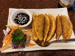 Veggie gyoza at Royal YUM in Denton