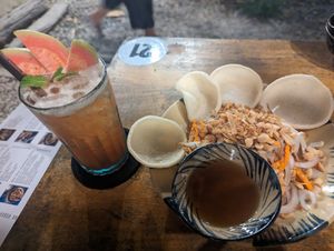 Banana blossom salad and guava tea at Bếp Chay Mái Hiên - Maybe closed in Can Tho