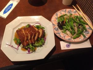 Chicken style plus Flower of a Lily at It's Vegetable in Tokyo