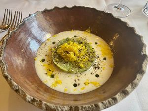 Lauch Kartoffelkuchen mit vegetarischer Sauce  at Konoba Campanelo in Mirlovic Zagora