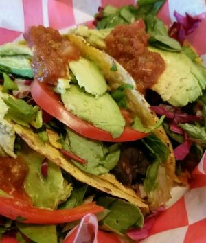 Tasty Tacos (Supreme) at Vegan Flava Cafe in Durham