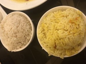 Nasi lemak rice and ginger rice   at Organic Leaf in Petaling Jaya