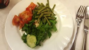 Second plate I took at the buffet (tomatoes, green beans, chard, cucumbers and dressing) at Restaurante 1800 in Camaguey