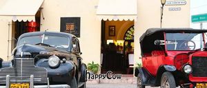 Restaurante 1800 and classic car show at Restaurante 1800 in Camaguey