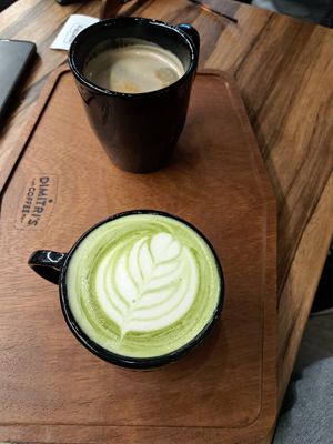 Matcha latte and Americano at Dimitri's Coffee Boulevard - ديميتريز البولفارد in Amman