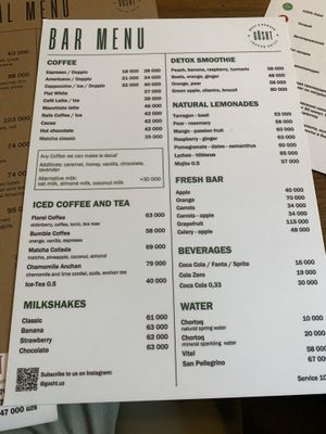 Drinks menu  at Gosht in Tashkent
