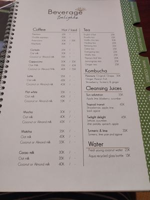 Menu at Taksu Galeria in Ubud