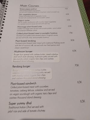 Menu at Taksu Galeria in Ubud