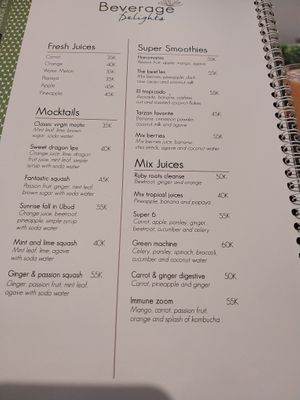 Menu at Taksu Galeria in Ubud