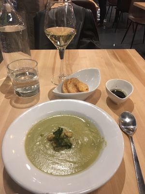 InvitationV- Broccoli soup was yum at Invitation V in Montreal