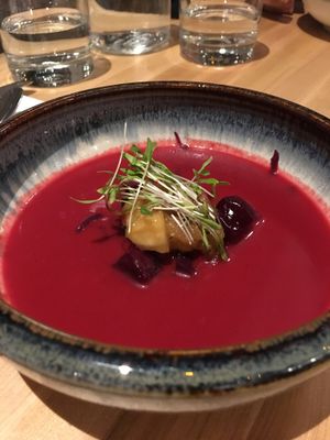 beet soup at Invitation V in Montreal