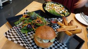 Chickpea burger at Invitation V in Montreal