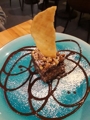 Brownie was quite tasty but not overly sweet! at Invitation V in Montreal