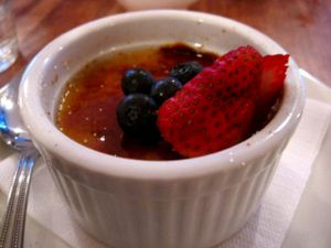 Crème brûlée with mango and coconut. I love this. at Invitation V in Montreal
