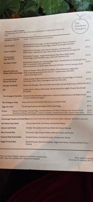Limited menu, but don't be put off! at The Salisbury Orangery in Salisbury