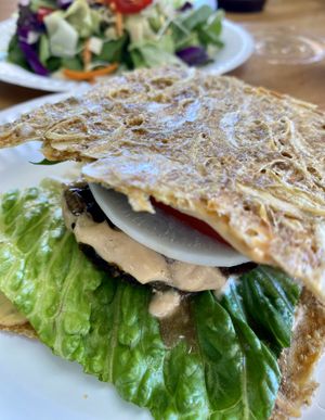 Delicious V’gos cheeseburger!  at Veggos Green Cuisine in Lake Forest