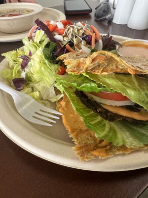 My “cheeseburger”   at Veggos Green Cuisine in Lake Forest