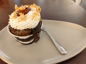 tastiest chocolate muffin ever, fluffy, creamy, hazelnut cream 🤤🤤🤤 at Crema & Cioccolato in Bari