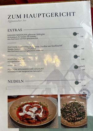 Menu  at Baghram in Garmisch-partenkirchen