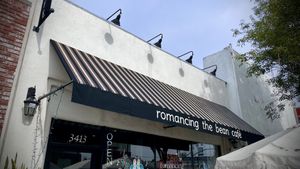 The outside and it has a nice little seating arrangement out there  at Romancing The Bean in Burbank