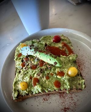 Avocado toast, and Matcha 🍵 green and green😄  at Romancing The Bean in Burbank