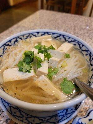 Vegan noodle soup with tofu at Alaska Taste of Thai in Anchorage