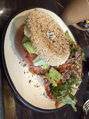 Vegan ham bagel #Veganuary at The Green Kitchen in Playa Del Carmen