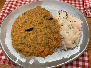 Lentil curry dish (minus yogurt)  at Konoba Mareta in Korcula