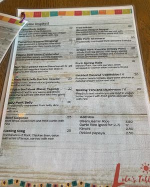 Menu  at Lola's Table in Wentworth Point