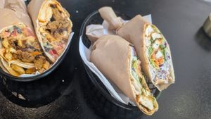 Seitan wrap (left), tofu wrap (right) at Veganistan in Athens