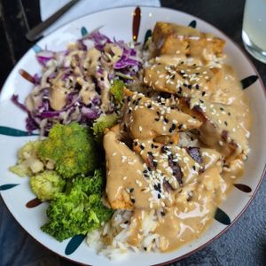 Tempeh meal at Veganistan in Athens