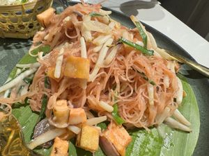 Stir fried vermicelli noodles  at Vegan Mahanakhon in Bangkok