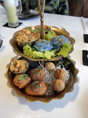 Mix of appetizers  at Vegan Mahanakhon in Bangkok