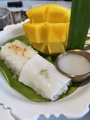 Sticky mango rice  at Vegan Mahanakhon in Bangkok