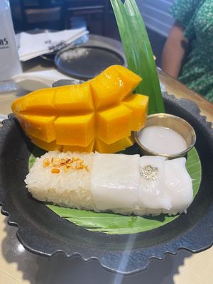 mango and sticky rice   at Vegan Mahanakhon in Bangkok