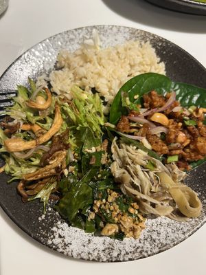 everything on my little plate!  at Vegan Mahanakhon in Bangkok